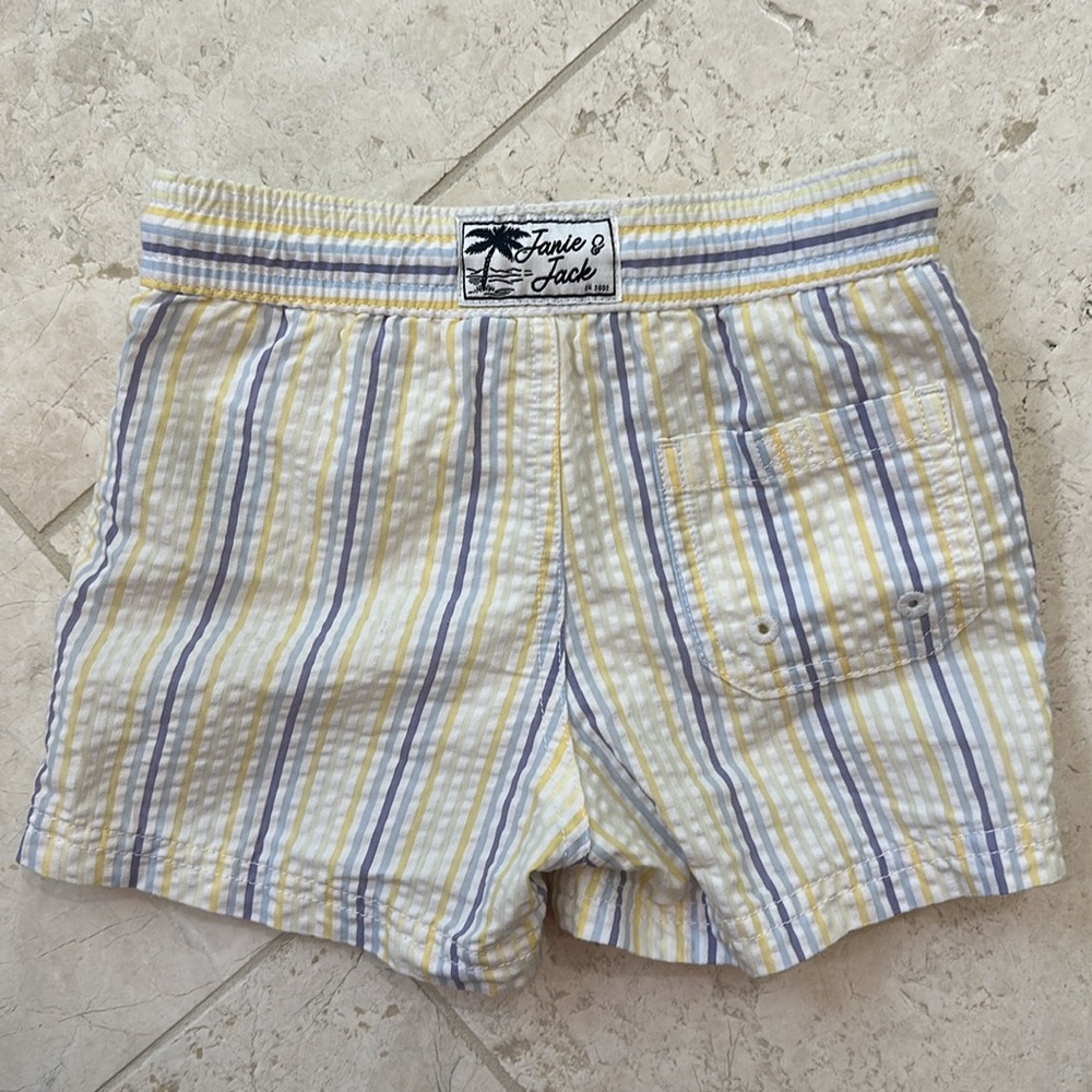 Janie & Jack seersucker toddler boy swim trunks 2T